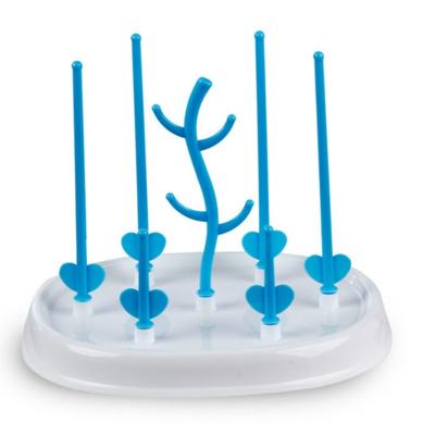 Baby fles drogen rack eenvoudige boom vorm schoonmaken droger afneembare nuttige babymelk beker tepel fopspeen houder (blauw)