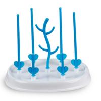 Baby fles drogen rack eenvoudige boom vorm schoonmaken droger afneembare nuttige babymelk beker tepel fopspeen houder (blauw)