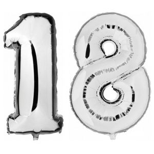 18 jaar leeftijd helium/folie ballonnen zilver feestversiering   -