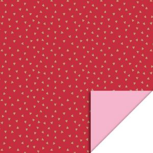 Inpakpapier Rood Met Gouden Hartjes/Roze