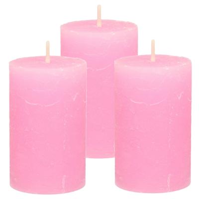 Atmosphera Stompkaars - 3x - roze - 5 x 8 cm - klein rustiek model - cilinderkaars - kaars Atmosphera Stompkaars - 3x - roze - 5 x 8 cm - klein rustiek model - cilinderkaars - kaars