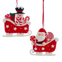 3.375 inch Santa/Snwmn Sleigh Orns 8,89x7,874x0,508 cm kerstornament - Kurt s adler