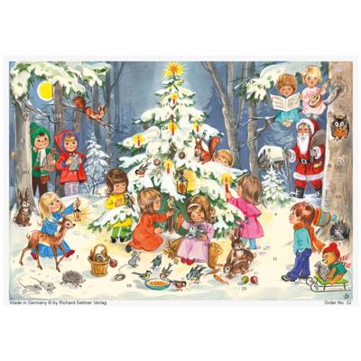 A4 Adventskalender Spel en Plezier bij de Kerstboom
