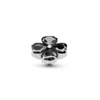 Melano Twisted Heart Clover Steentje Black | Zilver