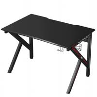 Gamingtafel 115 cm K-vormige Gamingtafel met Hoofdtelefoonhaak en Bekerhouder en Kabelbeheer met Verstelbare Voeten Staal