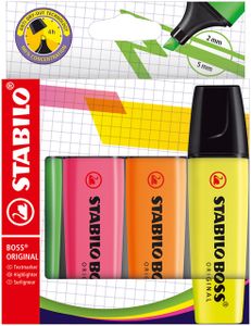 Markeerstift STABILO Boss Original 70/4 etui ÃƒÆ' 4 kleuren