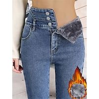 damesfleecebroeken jeggings volledige lengte mode streetwear straat dagelijks zwart blauw s m herfst winter Lightinthebox - thumbnail