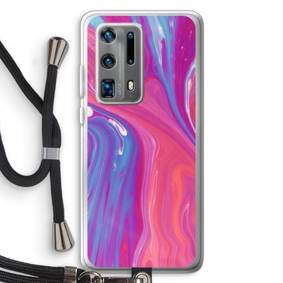Paarse stroom: Huawei P40 Pro Plus Transparant Hoesje met koord