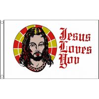 Vlag met tekst Jesus loves you