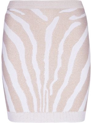 Balmain minijupe en maille intarsia à motif zébré - Tons neutres