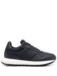 Emporio Armani logo-appliqué panelled sneakers - Bleu