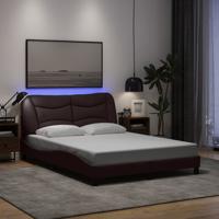 Bedframe met LED zonder matras "Hvar" 140x190 cm stof donkerbruin