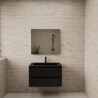 ACTIE BWS Badmeubel | Paris | Mat Zwart 80 cm | Mat Zwart Wastafel | 1 Kraangat