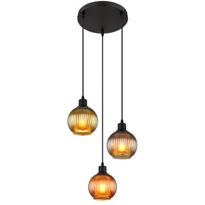 Globo Ronde hanglampZumba gekleurd glas 3-lichts Ø 36cm - 15638-3