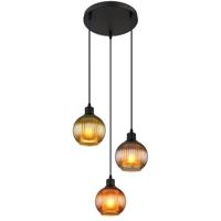 Globo Ronde hanglampZumba gekleurd glas 3-lichts Ø 36cm - 15638-3