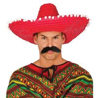 4x stuks rode sombrero/Mexicaanse hoed 50 cm voor volwassenen 4x stuks rode sombrero/Mexicaanse hoed 50 cm voor volwassenen