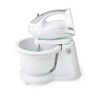 Nedis kahm110cwt handmixer 200 w 5-snelheden turbo-functie draaikom / 2 deeghaken / 2 kloppers grijs / wit
