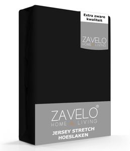 Zavelo® Jersey Hoeslaken Zwart-Lits-jumeaux (160x200 cm)