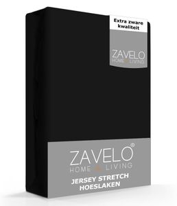 Zavelo® Jersey Hoeslaken Zwart-Lits-jumeaux (190x220 cm)