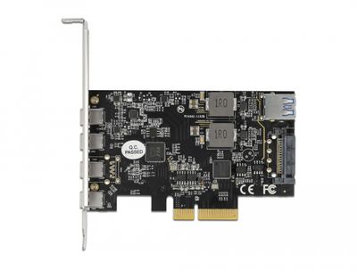 DeLOCK PCI Express x4 naar 4 x USB Type-C + 1 x USB Type-A - SuperSpeed USB 10 Gbps usb-controller