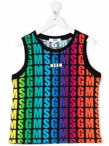 MSGM Kids haut sans manches à logo imprimé - Bleu