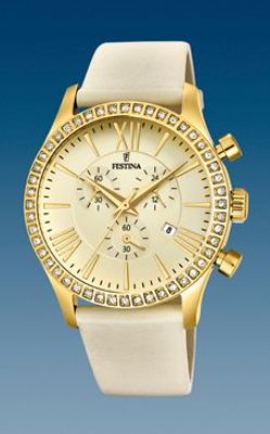 Horlogeband Festina F16605-8 / F16605-9 Leder Beige 21mm