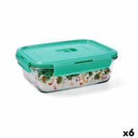 Hermetische Lunchtrommel Luminarc Turquesa Turkoois Glas 1,22 L (6 Stuks)