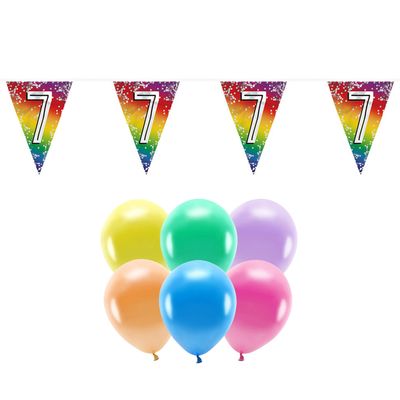 Boland Party 7e jaar verjaardag feest versieringen - Ballonnen en vlaggetjes