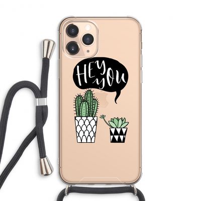 Hey you cactus: iPhone 11 Pro Max Transparant Hoesje met koord