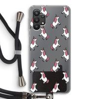 Eenhoorns overal: Samsung Galaxy A32 5G Transparant Hoesje met koord