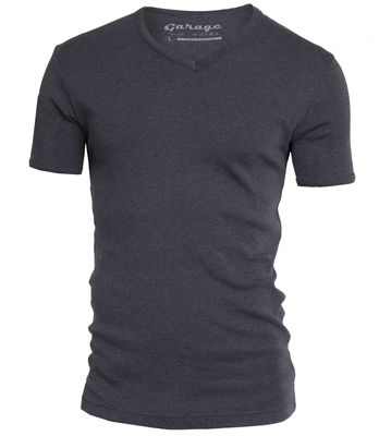 Basis t-shirt v-hals semi bodyfit antraciet