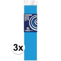 Crepe papier platte vellen - 3x - turquoise - 250 x 50 cm - Knutselen met papier - Knutselspullen
