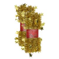 2x stuks lametta kerstslingers met sterretjes goud 200 x 6,5 cm - thumbnail