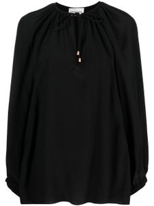 phaeonia blouse en soie à col noué - Noir