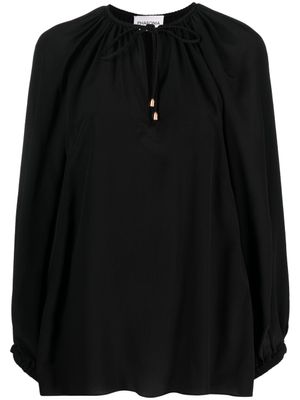 phaeonia blouse en soie à col noué - Noir