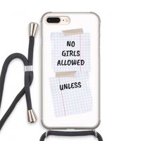 No Girls Allowed Unless: iPhone 7 PLUS Transparant Hoesje met koord