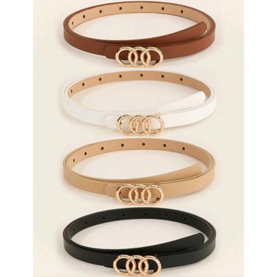 Bon&Bon 4 Stuks Smalle Leren Riemen voor Vrouwen met Metalen Gesp