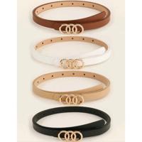 Bon&Bon 4 Stuks Smalle Leren Riemen voor Vrouwen met Metalen Gesp