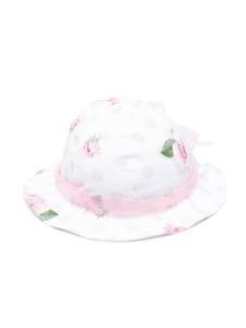 Monnalisa chapeau à fleurs - Blanc