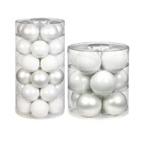 32x stuks glazen kerstballen wit 6 en 8 cm glans en mat - Kerstbal