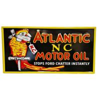 Atlantic Motor Oil Stalen Bord Met Relief - 59 x 29cm Atlantic Motor Oil Stalen Bord Met Relief - 59 x 29cm