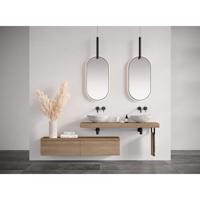 Looox Spiegel Black Line Oval, matt black frame, indirecte CCT verlichting met afstandsbediening, 50x100 cm