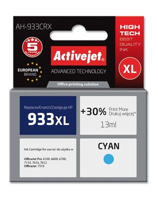 Activejet AH-933CRX inkt (vervanging HP 933XL CN054AE; Premium; 13 ml; blauw)