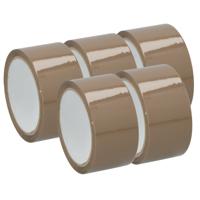 Kinzo Verpakkingstape - 5x - bruin - 48mm x 50m - verpakkingsbenodigdheden voor kantoor/thuis