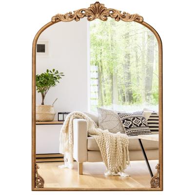 Wandspiegel Gouden Traditionele Vintage Barokspiegel met Metalen Frame Antieke Boogspiegel 95 cm x 66 cm