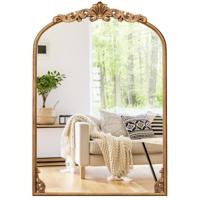Wandspiegel Gouden Traditionele Vintage Barokspiegel met Metalen Frame Antieke Boogspiegel 95 cm x 66 cm