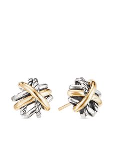 David Yurman puces d'oreilles Crossover en or 18ct et argent sterling (11 mm)