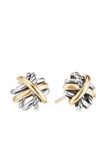 David Yurman puces d'oreilles Crossover en or 18ct et argent sterling (11 mm) - thumbnail