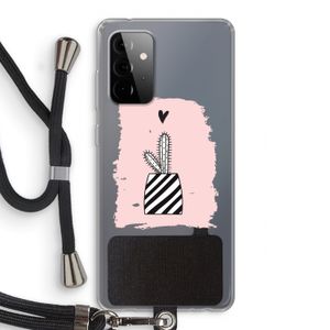Zwart-wit cactus: Samsung Galaxy A72 5G Transparant Hoesje met koord