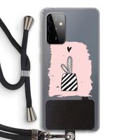 Zwart-wit cactus: Samsung Galaxy A72 5G Transparant Hoesje met koord
